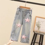 Girls Printed Set Factory - High Waisted Blouse Denim Pant