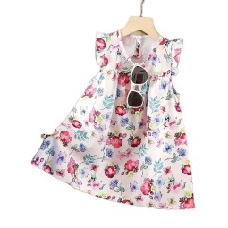Girl Summer Dress Supplier - Flower Print Flying Sleeve