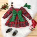 Baby Christmas Dress Supplier - Green Plaid Big Bow