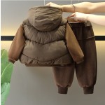 Boys Winter Set Supplier - 3Pcs Velvet Lined Hoodie Pant