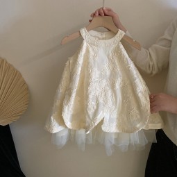 Girls Embroidery Dress Supplier - England Style Sleeveless