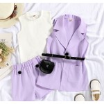 Baby Girls Set Factory - 3 Piece Sleeveless Blazer Shorts