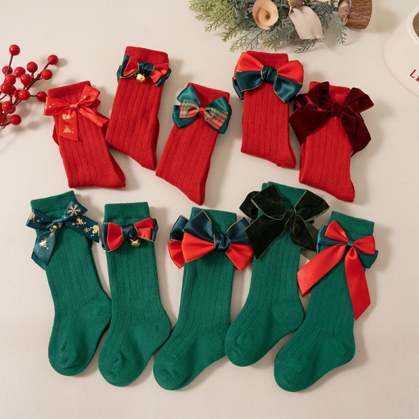 Baby Socks Factory - Christmas Bow Middle Cotton