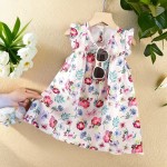 Girl Summer Dress Supplier - Flower Print Flying Sleeve