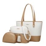 Women Tote Bag Set Supplier - 3PCS Color Blocked Large