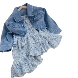 Girls Dress Supplier - 2025 Cowboy Jacket Flower Skirt