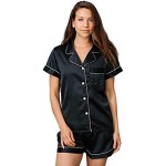 Women Pajama Set Supplier - Satin Short Sleeve Sleepwear