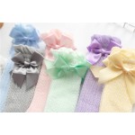 Girls Socks Supplier - Knee Length Bubble Stripe Mesh