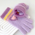 Girls Gloves Factory - Sweet Purple Beige Heart