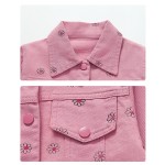 Girls Clothing Set Factory - Flower Print Loose Jacket Pants