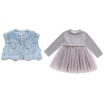 Toddler Girls Set Supplier - Denim Vest Lace Dress