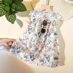 Girl Summer Dress Supplier - Flower Print Flying Sleeve