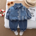Baby Boy Outfit Supplier - Stripe Denim Clothing Set