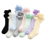 Girls Socks Supplier - Knee Length Bubble Stripe Mesh