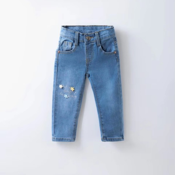 Girls Denim Pants Supplier - Flower Decoration Fashion