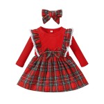 Baby Dress Supplier - Autumn Winter Plaid Bowknot