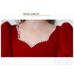 Girls Red Dress Factory - Exquisite Square Neck Children