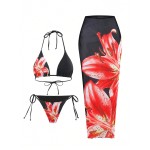 Women Bikini Set Supplier - 3 Piece Tie Up Printed