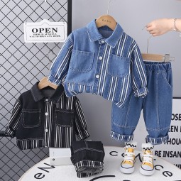 Baby Boy Outfit Supplier - Stripe Denim Clothing Set