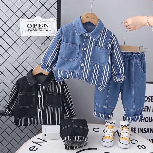 Baby Boy Outfit Supplier - Stripe Denim Clothing Set