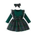 Baby Dress Supplier - Autumn Winter Plaid Bowknot