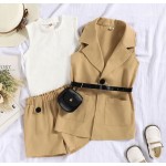 Baby Girls Set Factory - 3 Piece Sleeveless Blazer Shorts