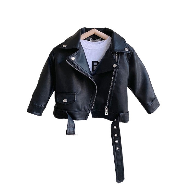 Girls Motorcycle Jacket Factory - PU Black Brown Diagonal