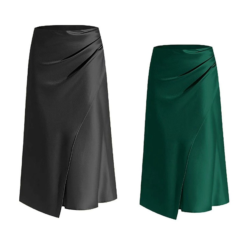 Women Satin Skirt Supplier - 2025 High Waisted Pleated
