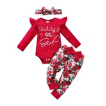 Girls Jumpsuit Set Supplier - 3 Piece Alphabet Print Solid