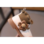 Girls Loafers Factory - White Knitted Lace Ankle