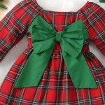 Baby Christmas Dress Supplier - Green Plaid Big Bow