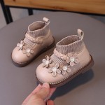 Baby Shoes Supplier - Knitted Upper Flower Decorated