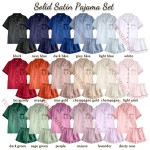 Women Pajama Set Supplier - Satin Short Sleeve Sleepwear