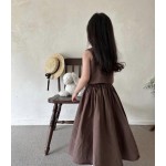 Girls Linen Set Supplier - Summer Sleeveless Vest Long Skirt