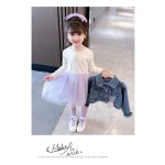 Girls Spring Set Factory - Denim Jacket Lace Dress Suit