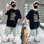 Boys Hip Hop Set Factory - 2 Piece T-shirt Denim Shorts