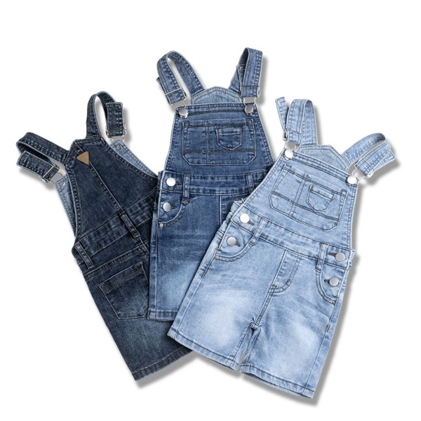 Denim Overalls Supplier - Solid Color Suspender Shorts