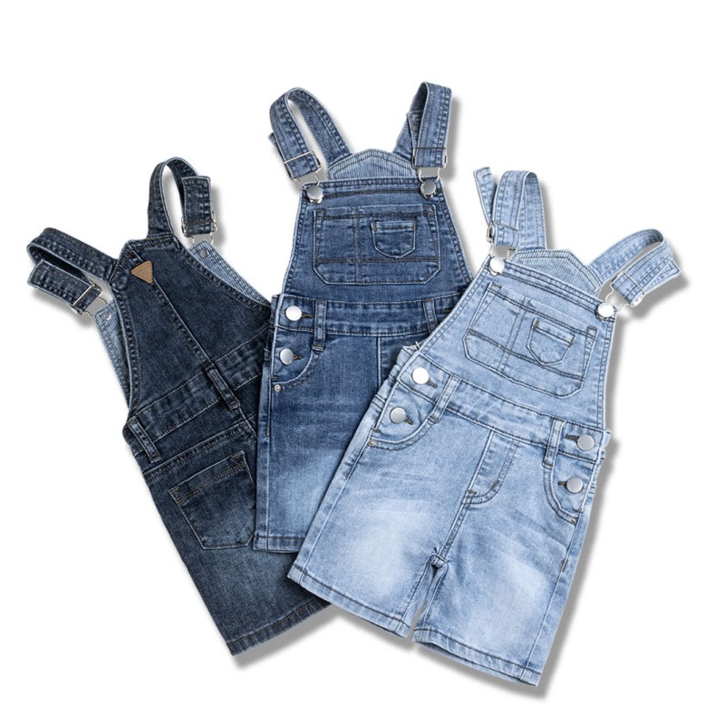 Denim Overalls Supplier - Solid Color Suspender Shorts