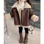 Girls PU Jacket Manufacturer - OEM Thickened Warm Coat