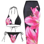 Women Bikini Set Supplier - 3 Piece Tie Up Printed