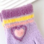 Girls Gloves Factory - Sweet Purple Beige Heart