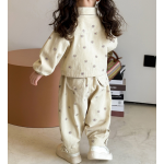 Girls Clothing Set Factory - Flower Print Loose Jacket Pants