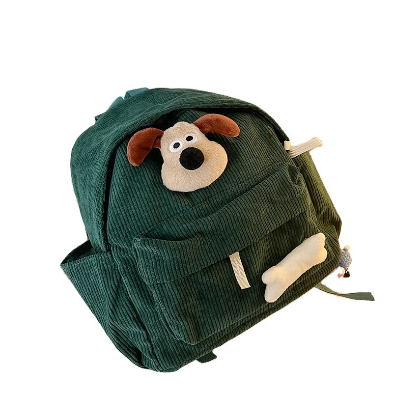 Children Backpack Supplier - Corduroy Japanese Style Puppy