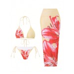 Women Bikini Set Supplier - 3 Piece Tie Up Printed
