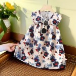 Girl Summer Dress Supplier - Flower Print Flying Sleeve