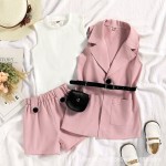 Baby Girls Set Factory - 3 Piece Sleeveless Blazer Shorts