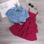 Girls Dress Set Factory - Denim Jacket Multi Layer Dress