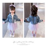 Girls Spring Set Factory - Denim Jacket Lace Dress Suit