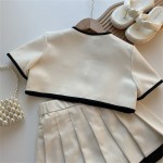 Girls Coat Set Supplier - Short Sleeve Pleated Skirt