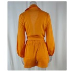 Women Blouse Set Factory - Ruffle Oversized Shirt Shorts